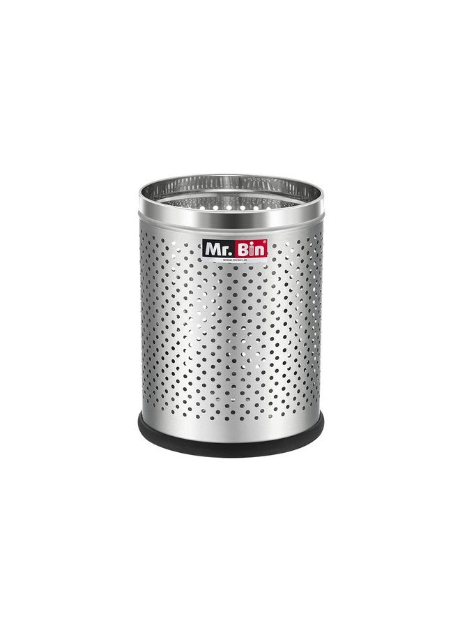 Mr. Bin Stainless Steel Dustbin | Perforated Stainless Steel bin | 7" x 10" Garbage Bin | SS 202 Modular Trash Can | Round-Shape Dustbin for Home, Bathroom, Kitchen & Office | 5 Liter | - Image 1